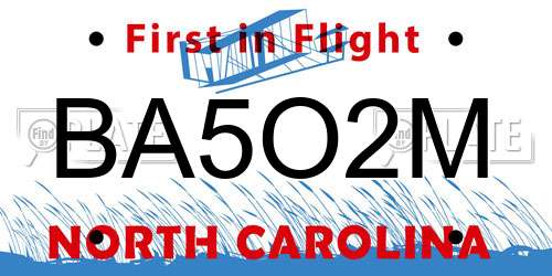 BA5O2M North Carolina License Plate