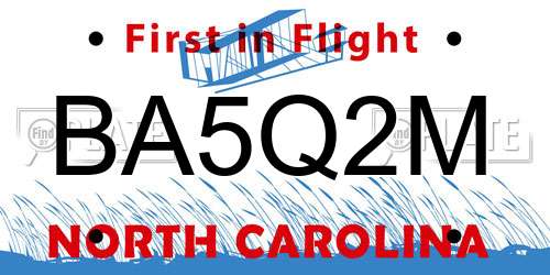 BA5Q2M North Carolina License Plate