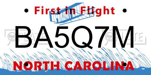 BA5Q7M North Carolina License Plate
