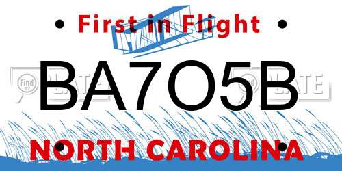 BA7O5B North Carolina License Plate