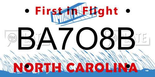 BA7O8B North Carolina License Plate