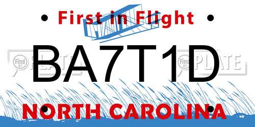 BA7T1D North Carolina License Plate