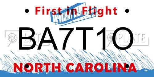 BA7T1O North Carolina License Plate
