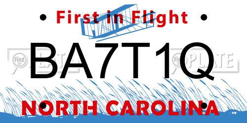 BA7T1Q North Carolina License Plate