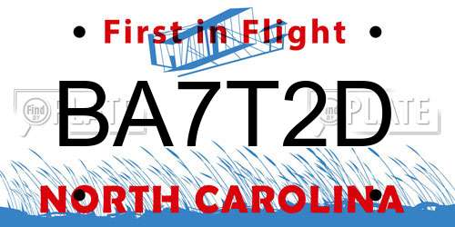 BA7T2D North Carolina License Plate