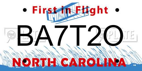 BA7T2O North Carolina License Plate
