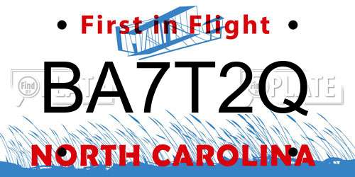 BA7T2Q North Carolina License Plate