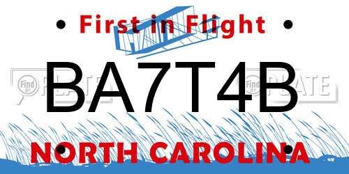 BA7T4B North Carolina License Plate