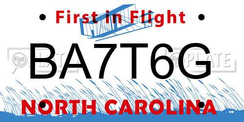 BA7T6G North Carolina License Plate