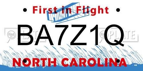 BA7Z1Q North Carolina License Plate