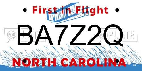 BA7Z2Q North Carolina License Plate