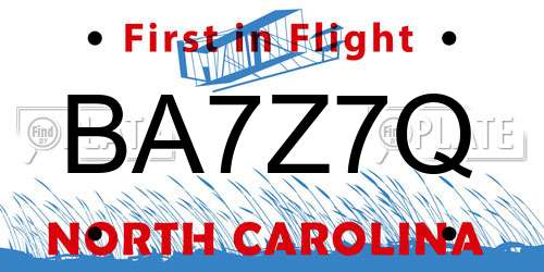 BA7Z7Q North Carolina License Plate