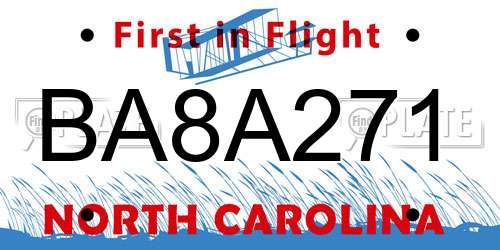 BA8A271 North Carolina License Plate