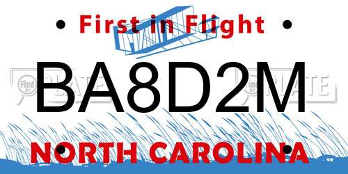 BA8D2M North Carolina License Plate