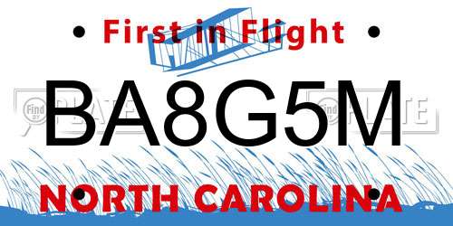 BA8G5M North Carolina License Plate