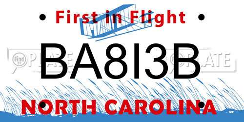BA8I3B North Carolina License Plate