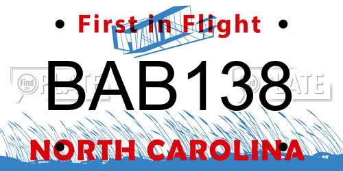 BAB138 North Carolina License Plate