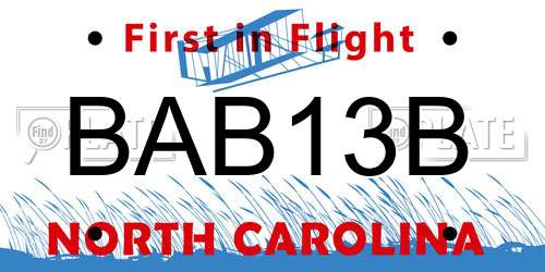 BAB13B North Carolina License Plate