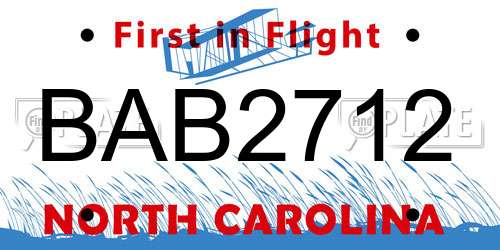 BAB2712 North Carolina License Plate