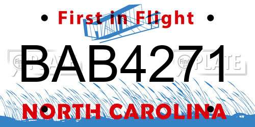 BAB4271 North Carolina License Plate
