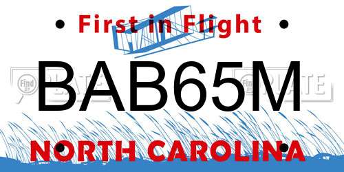 BAB65M North Carolina License Plate