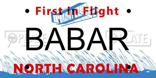 BABAR North Carolina License Plate