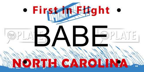 BABE North Carolina License Plate