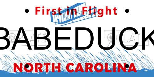 BABEDUCK North Carolina License Plate