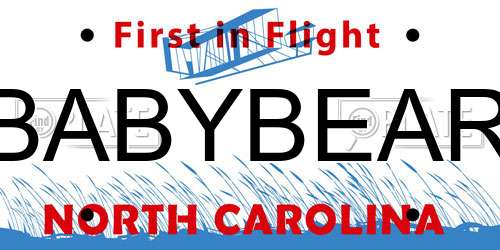 BABYBEAR North Carolina License Plate
