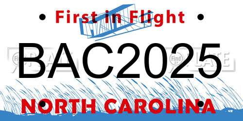 BAC2025 North Carolina License Plate
