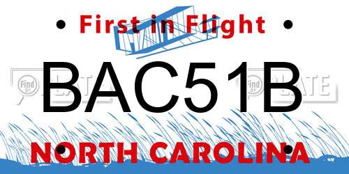 BAC51B North Carolina License Plate