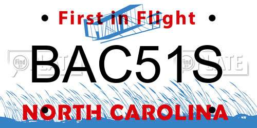 BAC51S North Carolina License Plate