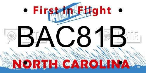 BAC81B North Carolina License Plate