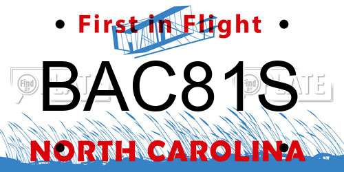 BAC81S North Carolina License Plate