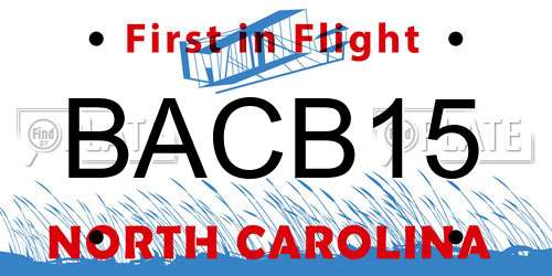 BACB15 North Carolina License Plate