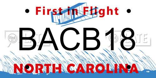 BACB18 North Carolina License Plate