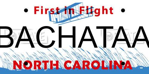 BACHATAA North Carolina License Plate