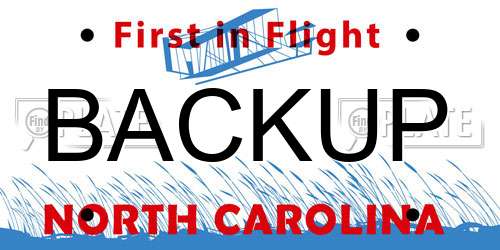 BACKUP North Carolina License Plate
