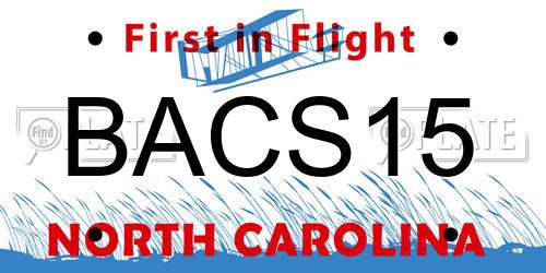 BACS15 North Carolina License Plate