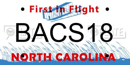 BACS18 North Carolina License Plate