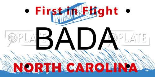 BADA North Carolina License Plate