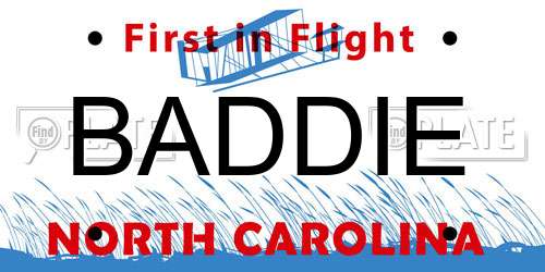 BADDIE North Carolina License Plate