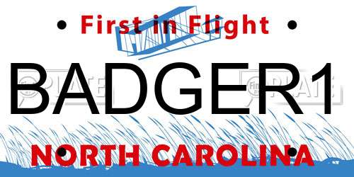 BADGER1 North Carolina License Plate
