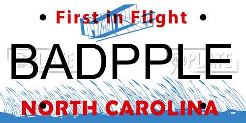 BADPPLE North Carolina License Plate