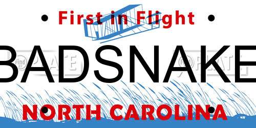 BADSNAKE North Carolina License Plate