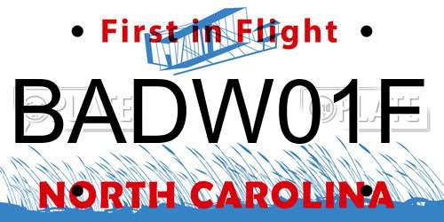 BADW01F North Carolina License Plate