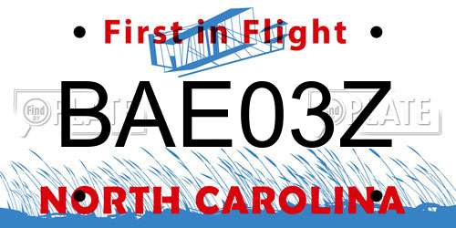 BAE03Z North Carolina License Plate
