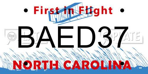 BAED37 North Carolina License Plate