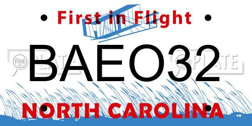 BAEO32 North Carolina License Plate