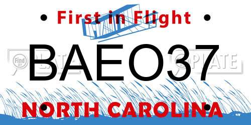 BAEO37 North Carolina License Plate